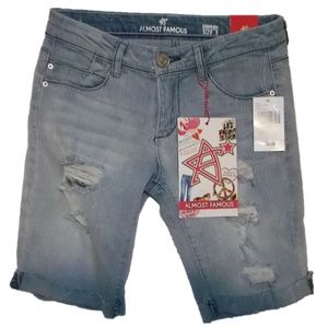 Almost Famous Women's Distressed Blue Jean Shorts